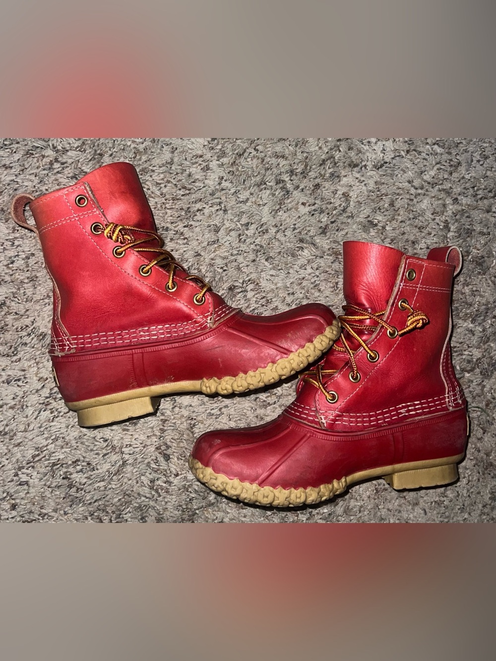 RARE Vintage Bean Boots By LL Bean Womens 6M Red Leather Duck Boot Made In USA